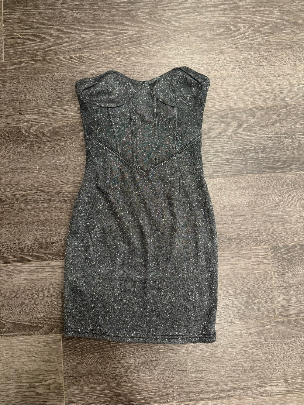 PrettyLittleThing Sparkle Strapless Bodycon Dress - Black